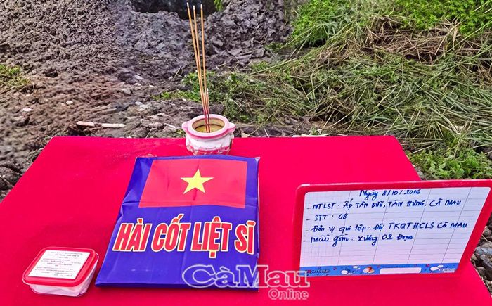 Thông tin, di vật và phần hài cốt liệt sĩ được lực lượng chức năng phát hiện tại hiện trường.