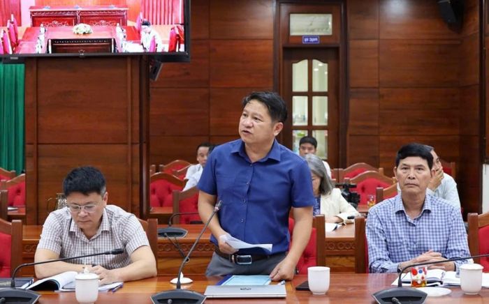  Phó Giám đốc Sở Nông nghiệp và Môi trường Lê Minh Đức phát biểu. 