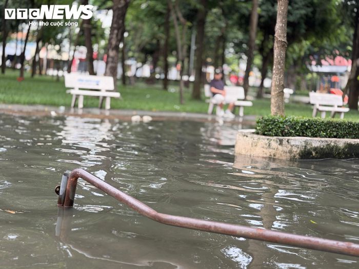 Công viên làng hoa Gò Vấp nước ngập lên láng.