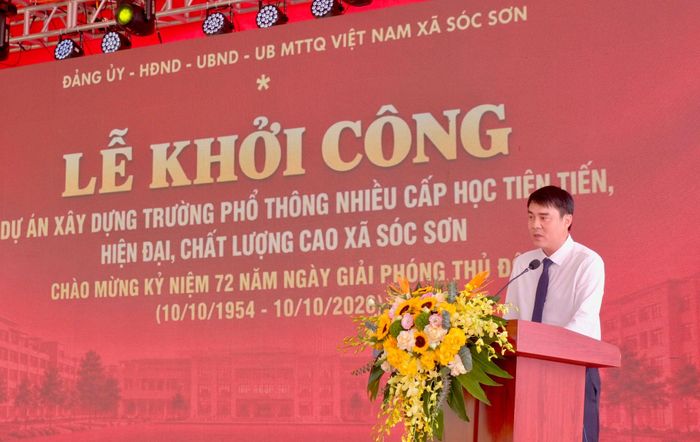 Phó Chủ tịch UBND xã Sóc Sơn Trịnh Văn Duy phát biểu tại sự kiện. Ảnh: Tùng Nguyễn