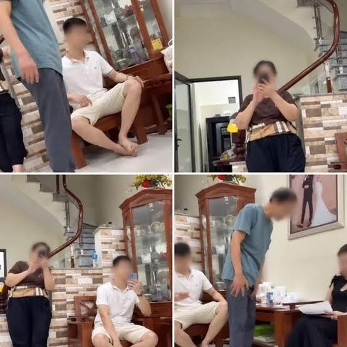 Hình ảnh được cho là buổi làm việc giữa chủ nhà và đơn vị thi công để giải quyết vụ việc. Ảnh cắt từ video