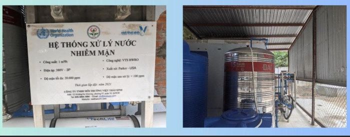 Hệ thống xử lý nước nhiễm mặn tại BV đa khoa khu vực Cù Lao Minh (Bến Tre cũ) Ảnh WHO