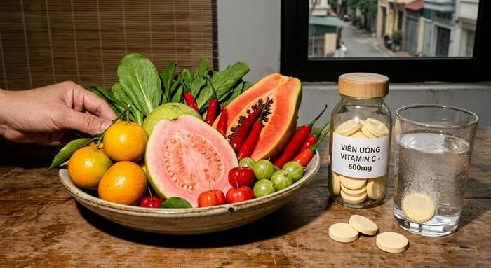 Vitamin C có độc tính thấp nhưng việc sử dụng quá nhiều không theo hướng dẫn của bác sĩ có thể gây tác hại cho sức khỏe. Ảnh AI