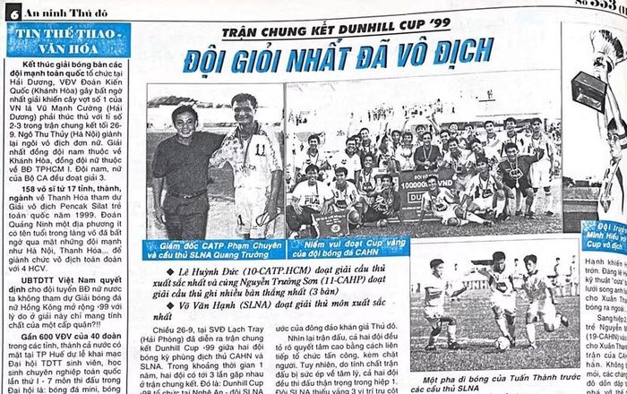 Báo An ninh Thủ đô đưa tin và ca ngợi chức vô địch của đội bóng Công an Hà Nội (Ảnh: Tư liệu)
