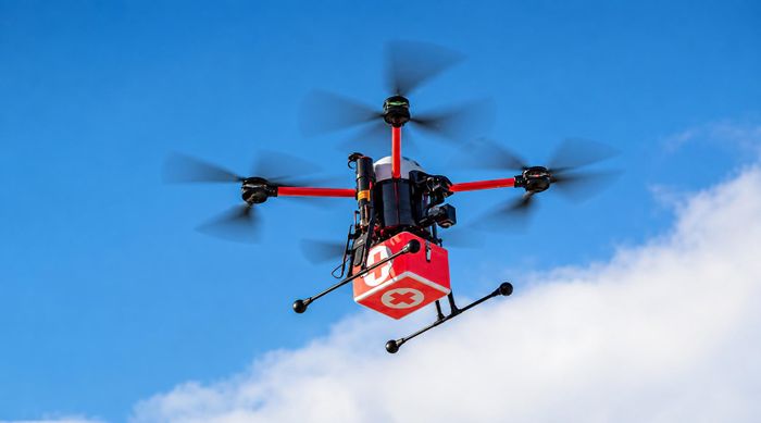 UAV vận tải hàng y tế tiếp viện. Ảnh: CT Group.