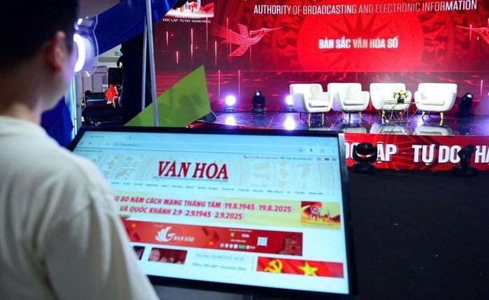 Khu trưng bày 3D mapping của Bộ VHTTDL tại Triển lãm Thành tựu đất nước. Ảnh: Nguyễn Linh