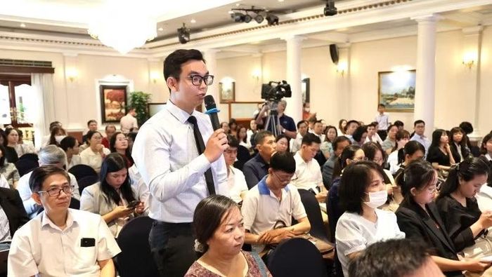 Đại diện doanh nghiệp phát biểu vướng mắc tại hội nghị. (Ảnh: ITPC)