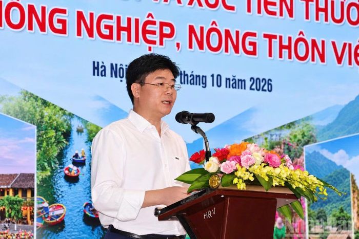 Ông Phương Đình Anh, Phó Chánh Văn phòng Điều phối Trung ương Chương trình mục tiêu quốc gia phát biểu tại hội nghị.