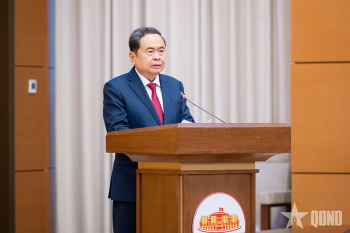 Chủ tịch Quốc hội Trần Thanh Mẫn phát biểu tại buổi lễ. Ảnh: VŨ HIẾU