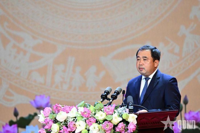  Bí thư Thành ủy Hà Nội Trần Đức Thắng phát biểu tại hội nghị. Ảnh: THÁI HƯNG  