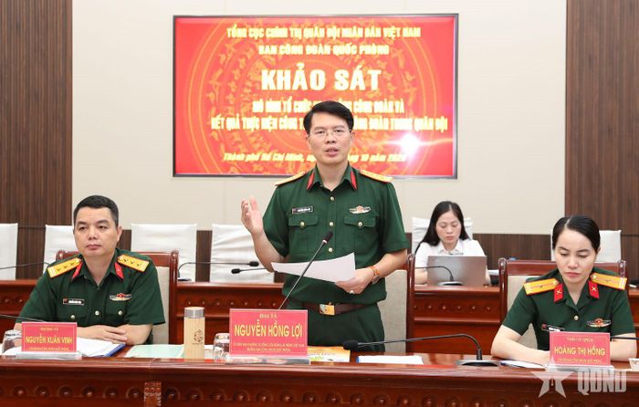 Đại tá Nguyễn Hồng Lợi, Trưởng ban Công đoàn Quốc phòng phát biểu kết luận.