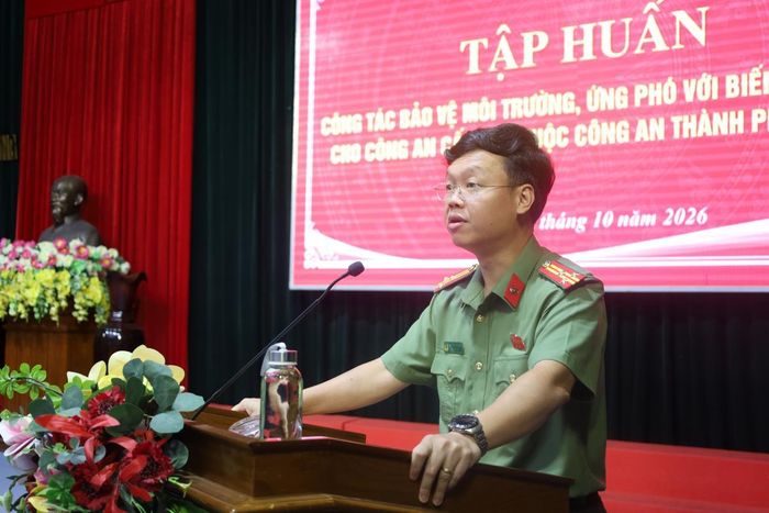 Thượng tá Nguyễn Kim Trung - Phó Giám đốc Công an TP Đà Nẵng phát biểu tại buổi khai mạc lớp tập huấn.