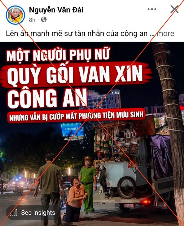  Một bài viết sử dụng hình ảnh AI để xuyên tạc của đối tượng Nguyễn Văn Đài (Ảnh chụp màn hình Facebook) 