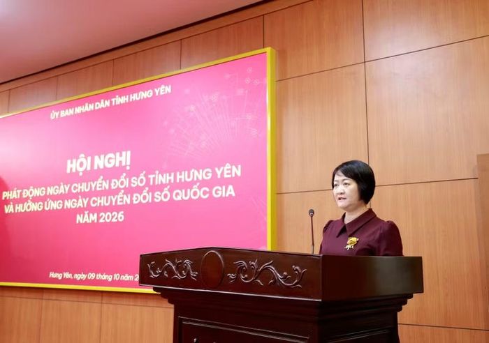 Bà Thái Thị Thu Hường, Giám đốc Sở KH&CN tỉnh Hưng Yên phát biểu tại hội nghị.