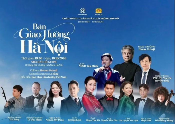 "Bản giao hưởng Hà Nội” sẽ diễn ra vào tối 10/10 tại Nhà hát Hồ Gươm. Ảnh: Sở VHTTDL Hà Nội