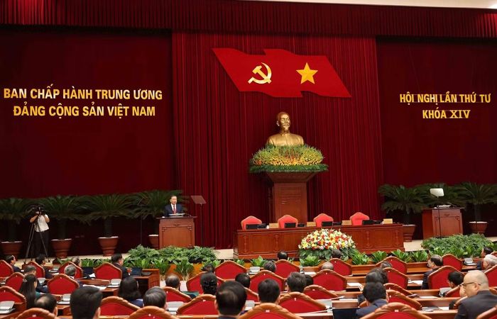 Hội nghị Trung ương 4 khóa XIV. Ảnh: TTXVN.