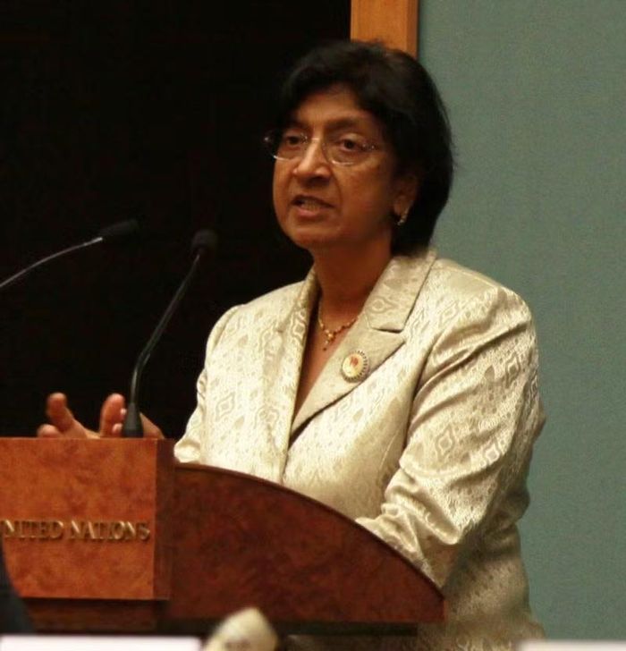 Bà Navi Pillay phát biểu trên cương vị Cao ủy Nhân quyền Liên Hợp Quốc. Ảnh: US Mission Geneva.