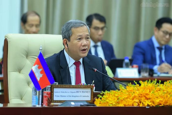 Thủ tướng Campuchia Hun Manet tại cuộc hội đàm. Ảnh: VGP