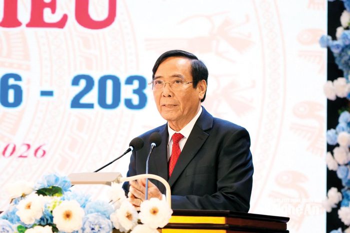 Chủ tịch Hội Người cao tuổi Việt Nam Nguyễn Thanh Bình phát biểu tại đại hội. Ảnh: T.L