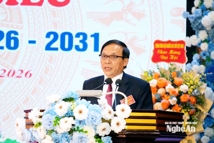 Chủ tịch Hội Người cao tuổi tỉnh Nghệ An Nguyễn Quang Tùng phát biểu tại đại hội. Ảnh: T.L