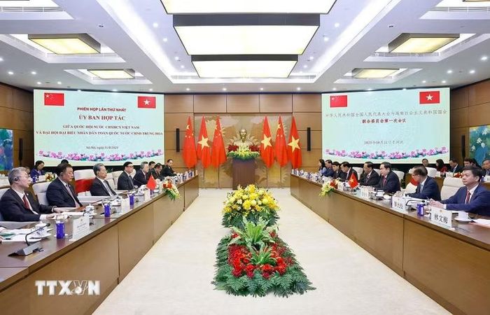 Phiên họp lần thứ nhất Ủy ban hợp tác giữa Quốc hội Việt Nam và Nhân đại toàn quốc Trung Quốc ngày 31/8/2025 tại Hà Nội. (Ảnh: Doãn Tấn/TTXVN)
