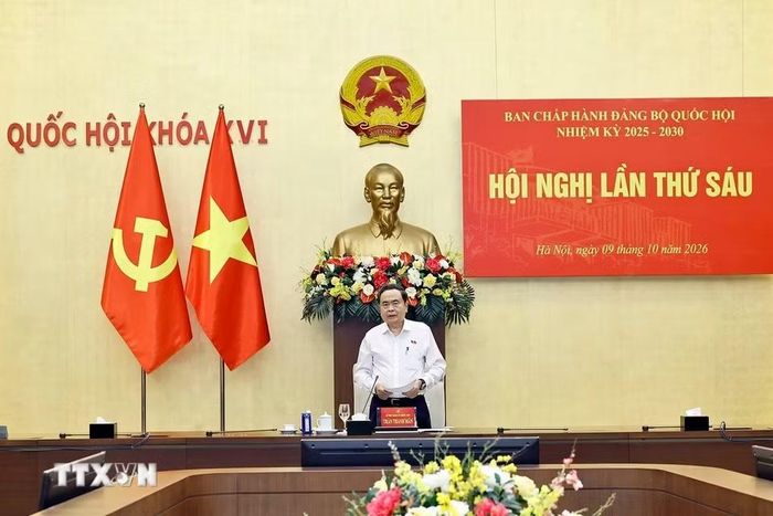 Ủy viên Bộ Chính trị, Bí thư Đảng ủy Quốc hội, Chủ tịch Quốc hội Trần Thanh Mẫn phát biểu. (Ảnh: Doãn Tấn/TTXVN)