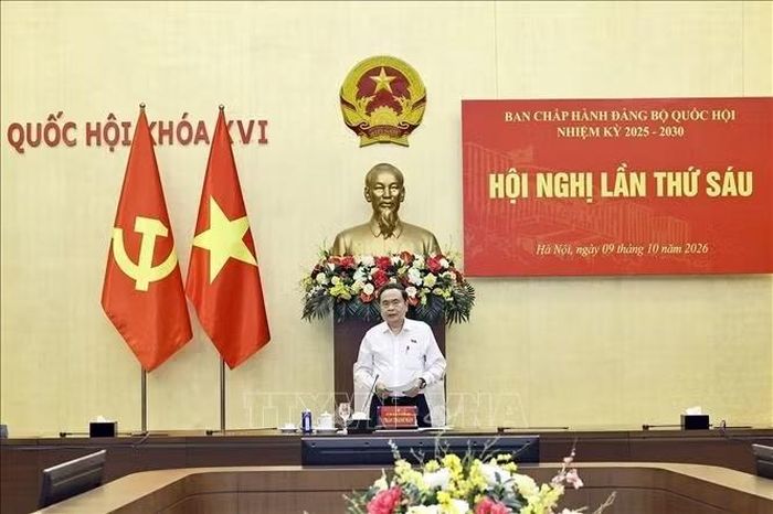 Uỷ viên Bộ Chính trị, Bí thư Đảng uỷ Quốc hội, Chủ tịch Quốc hội Trần Thanh Mẫn phát biểu. Ảnh: Doãn Tấn/TTXVN