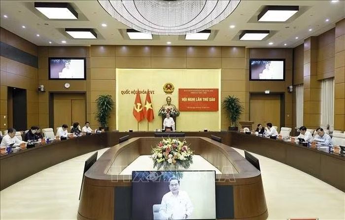 Uỷ viên Bộ Chính trị, Bí thư Đảng uỷ Quốc hội, Chủ tịch Quốc hội Trần Thanh Mẫn phát biểu. Ảnh: Doãn Tấn/TTXVN