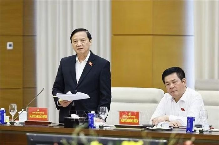 Thường trực Đảng uỷ Quốc hội, Phó Chủ tịch Quốc hội Nguyễn Khắc Định phát biểu. Ảnh: Doãn Tấn/TTXVN