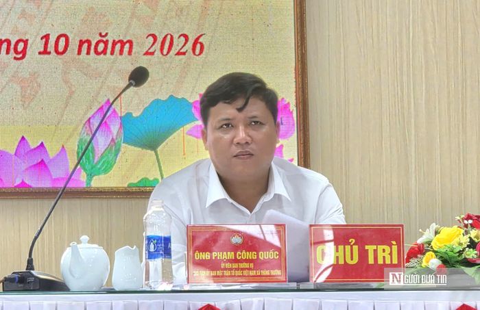 Ông Phạm Công Quốc, Chủ tịch Ủy ban MTTQ Việt Nam xã Thăng Trường, chia sẻ về công tác chăm lo cho các gia đình khó khăn tại địa phương.