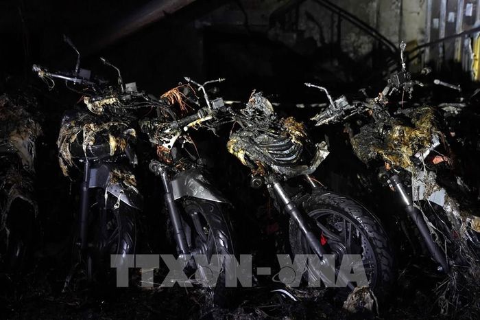 Hiện trường vụ cháy. Ảnh: Phạm Tuấn Anh - TTXVN