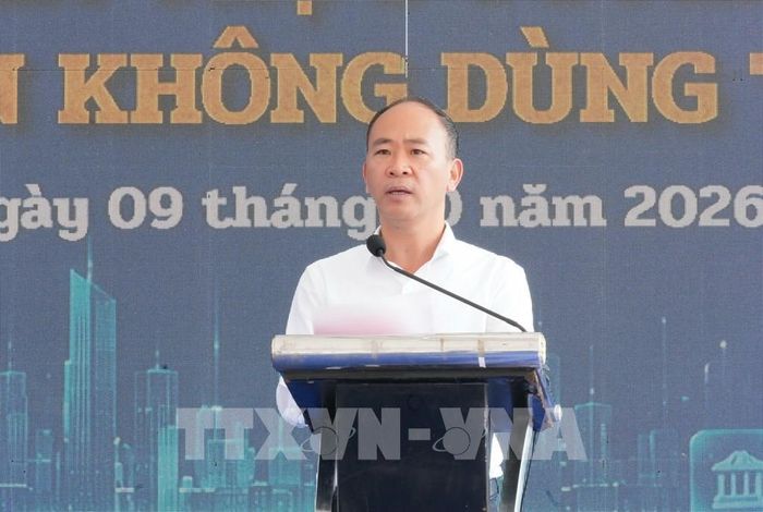 Phó Giám đốc Sở Công Thương thành phố Bắc Ninh Nguyễn Thế Thi phát biểu khai mạc sự kiện. Ảnh: Đồng Thúy - TTXVN