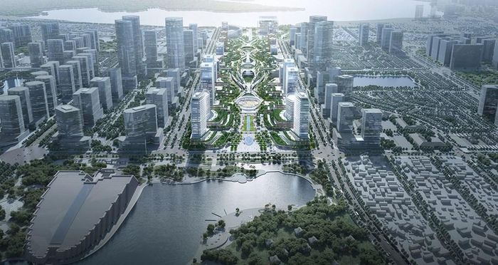 "Dải Ngân hà xanh Thăng Long" - phương án giành giải A chung cuộc tại Cuộc thi tuyển Ý tưởng quy hoạch, kiến trúc tổng thể Khu trụ sở làm việc các bộ, ngành trung ương tại khu vực Tây Hồ Tây. Ảnh: CDC