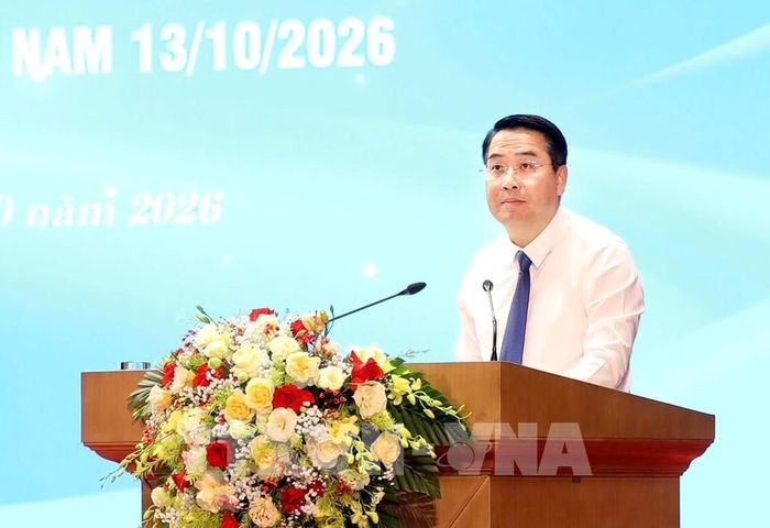 Ông Nguyễn Tuấn Anh, Phó Bí thư Tỉnh ủy, Chủ tịch UBND tỉnh Lào Cai phát biểu tại Hội nghị. Ảnh: Tuấn Anh - TTXVN
