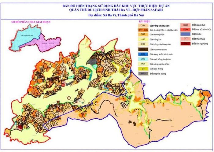 Bản đồ hiện trạng sử dụng đất khu vực thực hiện dự án. Ảnh: Trang thông tin điện tử xã Ba Vì, TP.Hà Nội