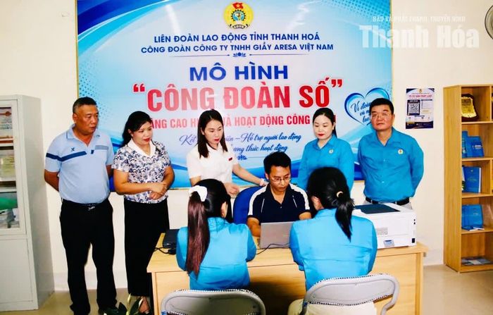Mô hình “Công đoàn số - Nâng cao hiệu quả hoạt động công đoàn” Công ty TNHH Giầy Aresa Việt Nam.