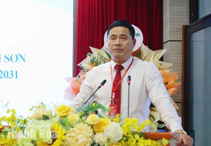 Chủ tịch Hội Doanh nghiệp phường Sầm Sơn phát biểu tại Đại hội.