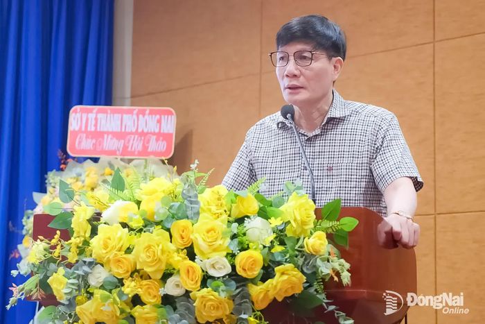 PGS.TS Phạm Tuấn Cảnh, Giám đốc Bệnh viện Tai Mũi Họng Trung ương phát biểu tại hội thảo. Ảnh: Hạnh Dung