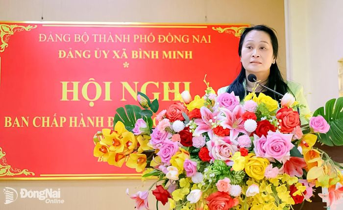 Ủy viên Ban Thường vụ Thành ủy, Phó Chủ tịch Thường trực HĐND thành phố Đồng Nai Đặng Minh Nguyệt phát biểu chỉ đạo tại hội nghị. Ảnh: Thanh Tâm