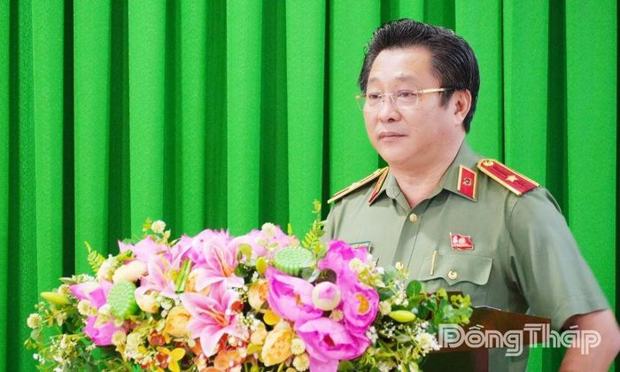 Thiếu tướng Lâm Phước Nguyên phát biểu chỉ đạo tại hội nghị.