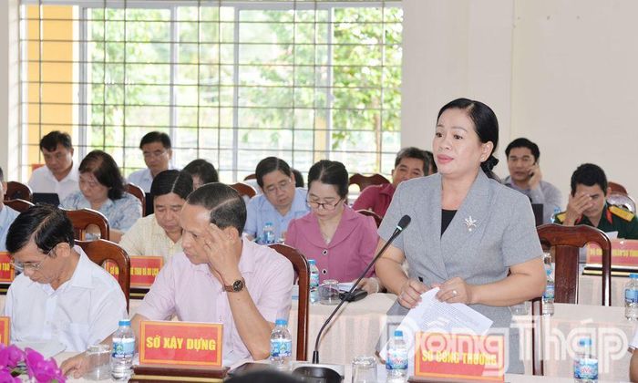 Lãnh đạo Sở Công thương phát biểu tại cuộc họp.