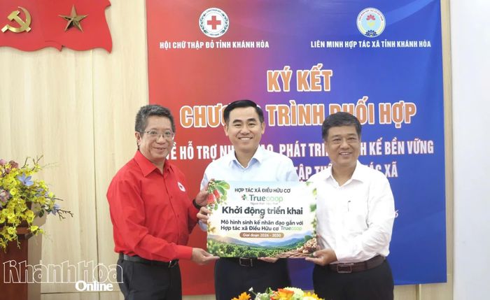Hợp tác xã Điều hữu cơ trao mô hình sinh kế nhân đạo cho Hội Chữ thập đỏ tỉnh.