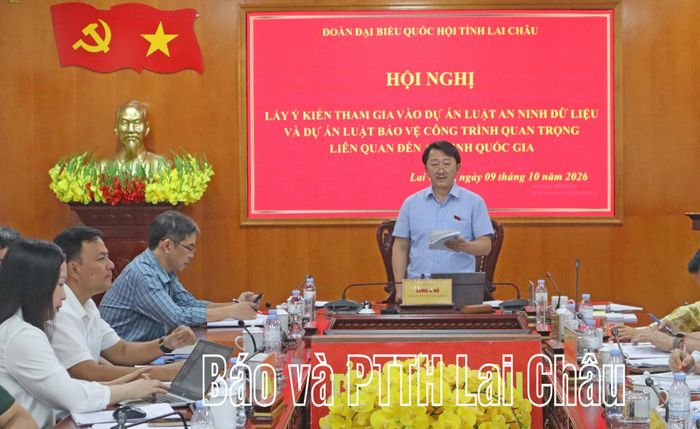 Đồng chí Sùng A Hồ - Phó Bí thư Tỉnh ủy, Trưởng Đoàn đại biểu Quốc hội tỉnh phát biểu kết luận hội nghị.