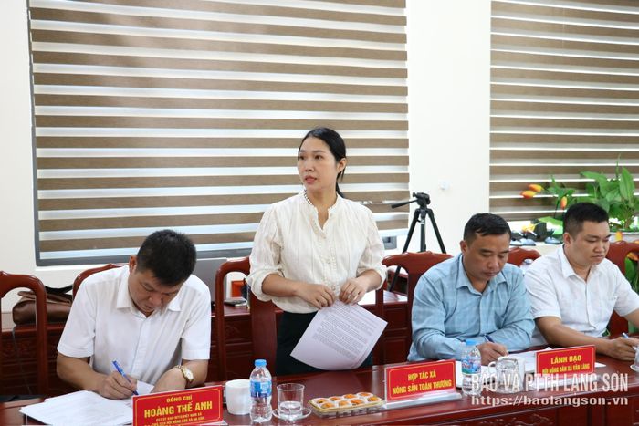 Đại diện Hợp tác xã Nông sản Toàn Thương phát biểu tại chương trình