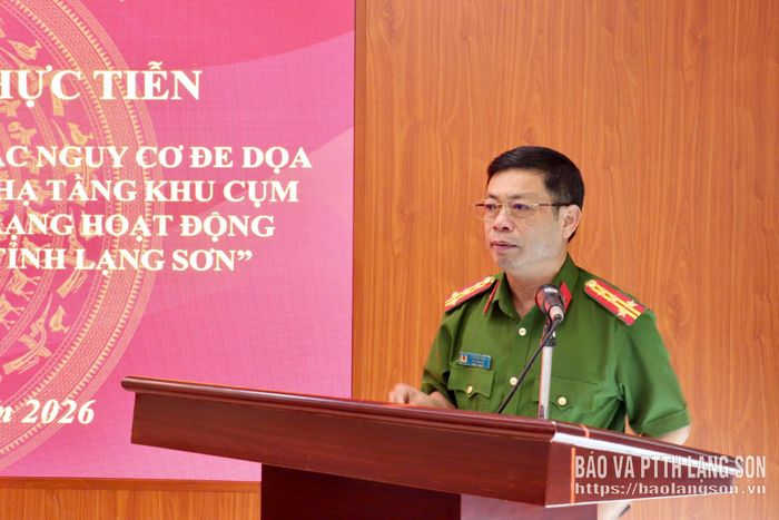 Lãnh đạo Công an tỉnh phát biểu tại hội thảo