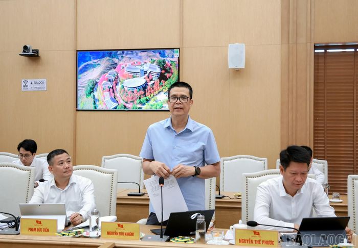 Đại diện Vụ Địa phương, Ban Tổ chức Trung ương phát biểu tại hội nghị.