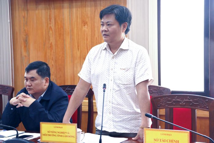 Phó Giám đốc Sở Nông nghiệp và Môi trường tỉnh Lâm Đồng Vũ Xuân Quỳnh phát biểu buổi làm việc