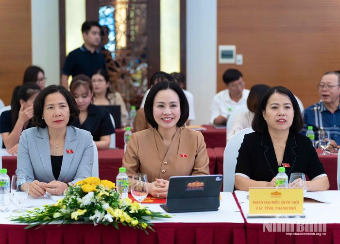 Đồng chí Phó Trưởng Đoàn ĐBQH tỉnh Ninh Bình Trần Thị Hồng Thanh và các đại biểu dự Hội nghị.