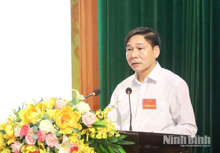 Đồng chí Nguyễn Anh Chức, Ủy viên Ban Thường vụ Tỉnh ủy, Phó Chủ tịch UBND tỉnh, Phó Trưởng Ban Chỉ đạo, Trưởng Ban Tổ chức diễn tập tỉnh phát biểu bế mạc diễn tập.