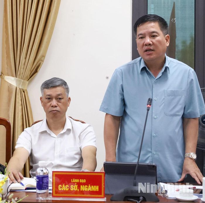 Lanh đạo Sở Nông nghiệp và Môi trường phát biểu tại hội nghị.